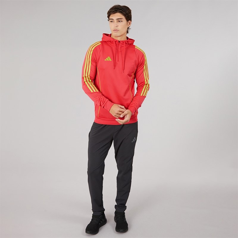 adidas Mens Tiro 24 Hoodie Coral Pink/Semi Solar Yellow - Image 4