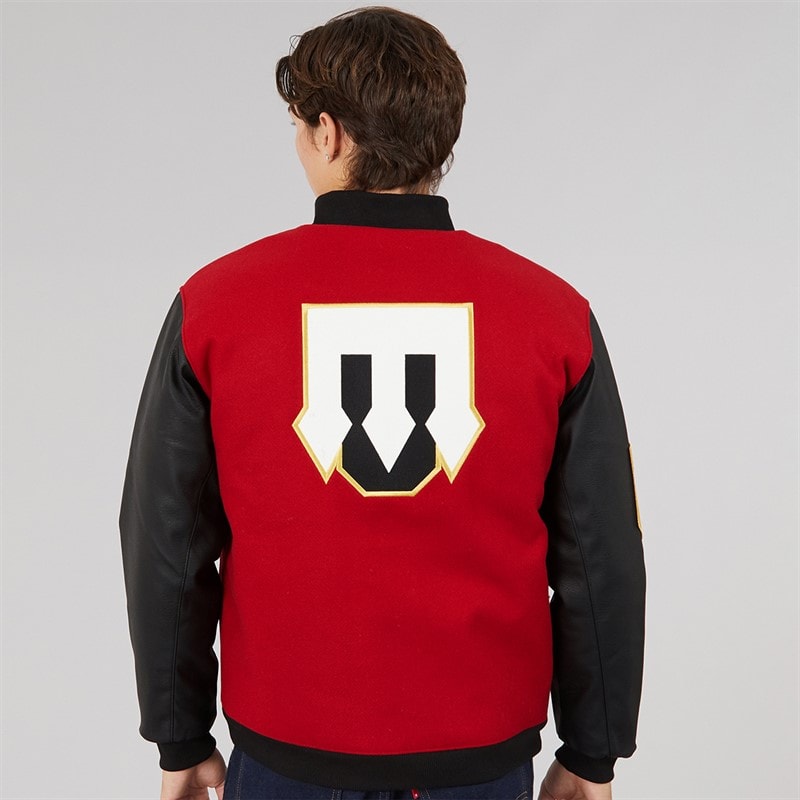 adidas Mens MUFC Manchester United VRCT Varsity Jacket Active Maroon - Image 2