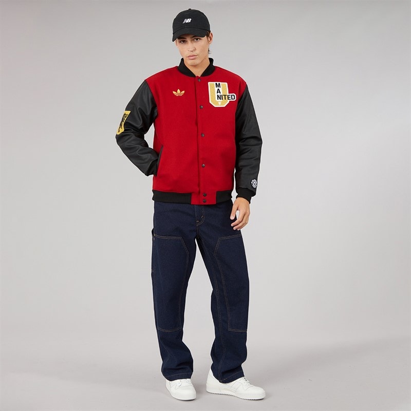 adidas Mens MUFC Manchester United VRCT Varsity Jacket Active Maroon - Image 4