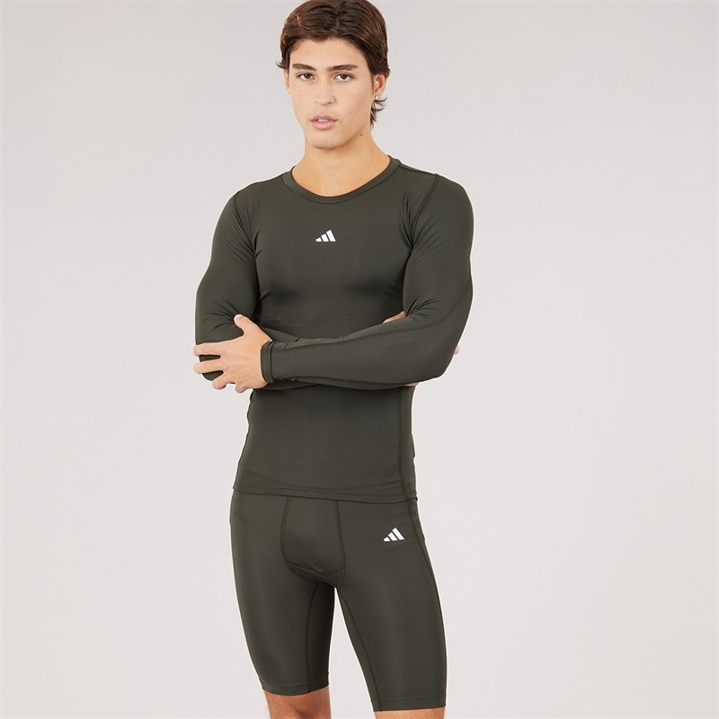 adidas Mens Techfit Long Sleeve T-Shirt Grey - Image 3