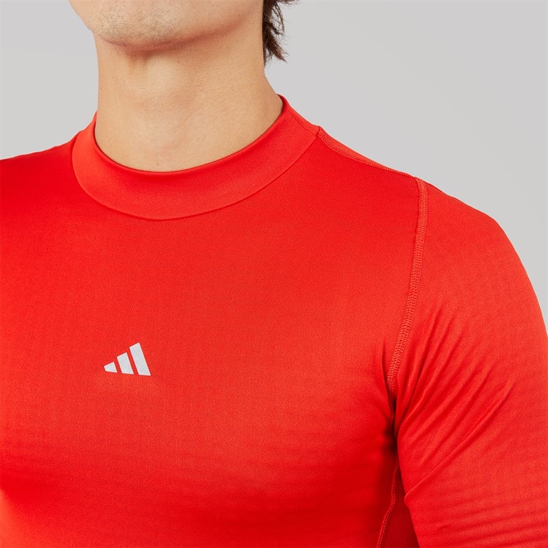 adidas Mens Techfit COLD.RDY Long Sleeve T-Shirt Red - Image 3