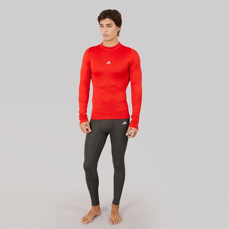 adidas Mens Techfit COLD.RDY Long Sleeve T-Shirt Red - Image 4