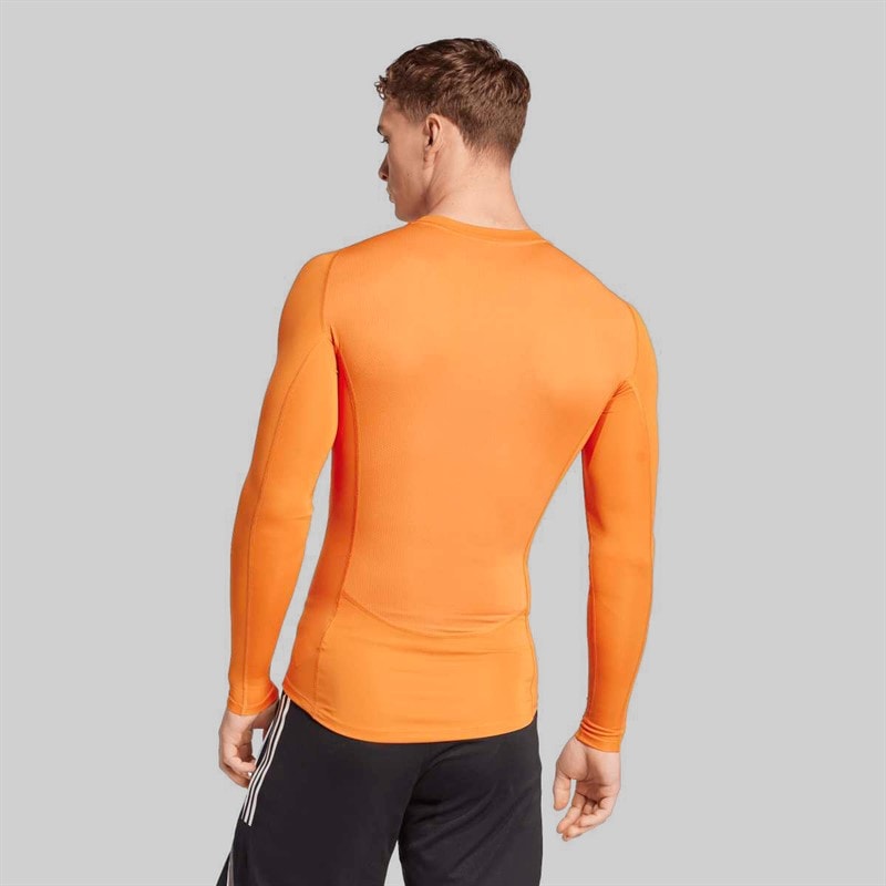 adidas Mens Techfit Long Sleeve T-Shirt Tactile Orange - Image 2