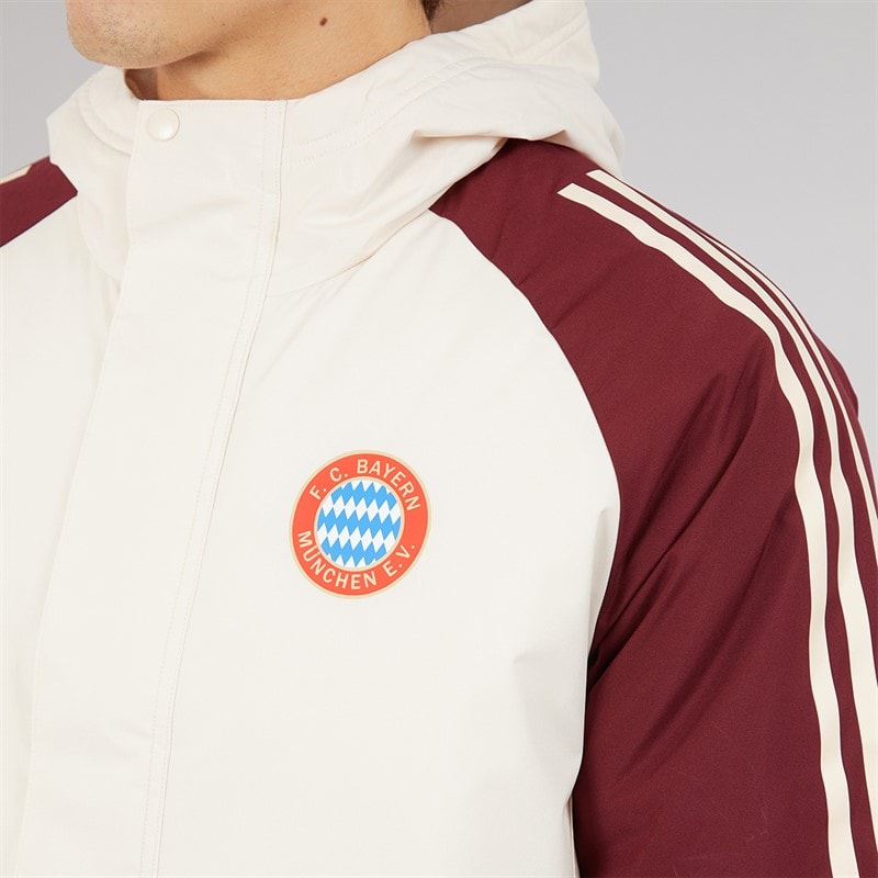 adidas Mens FCB Bayern Munich 24/25 Tiro 24 European Stadium Parka Jacket Linen/Shadow Red - Image 3