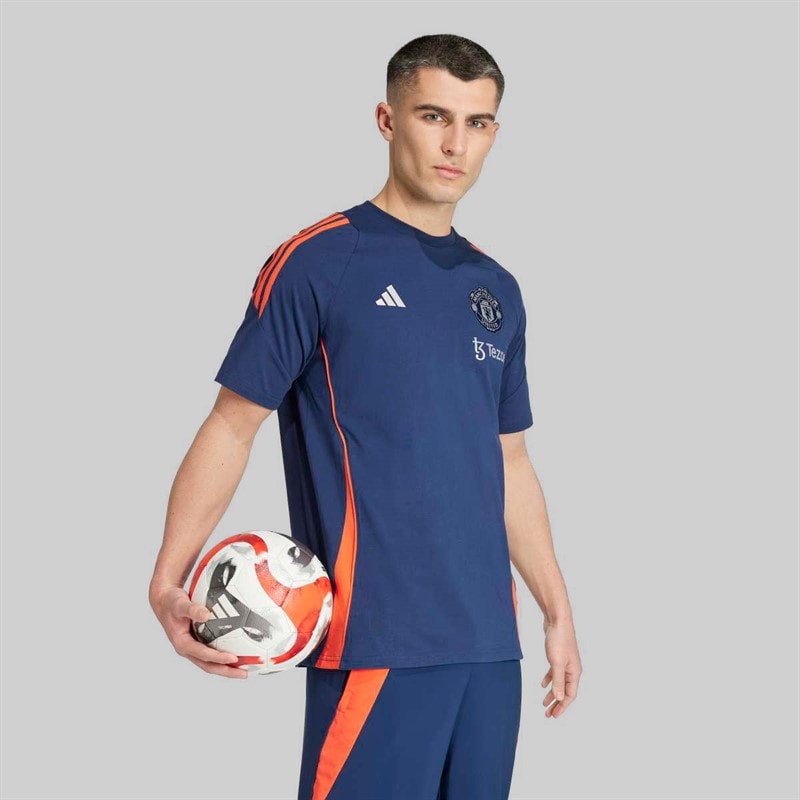 adidas Mens MUFC Manchester United 24/25 Tiro T-Shirt Night Indigo/Bright Red - Image 4