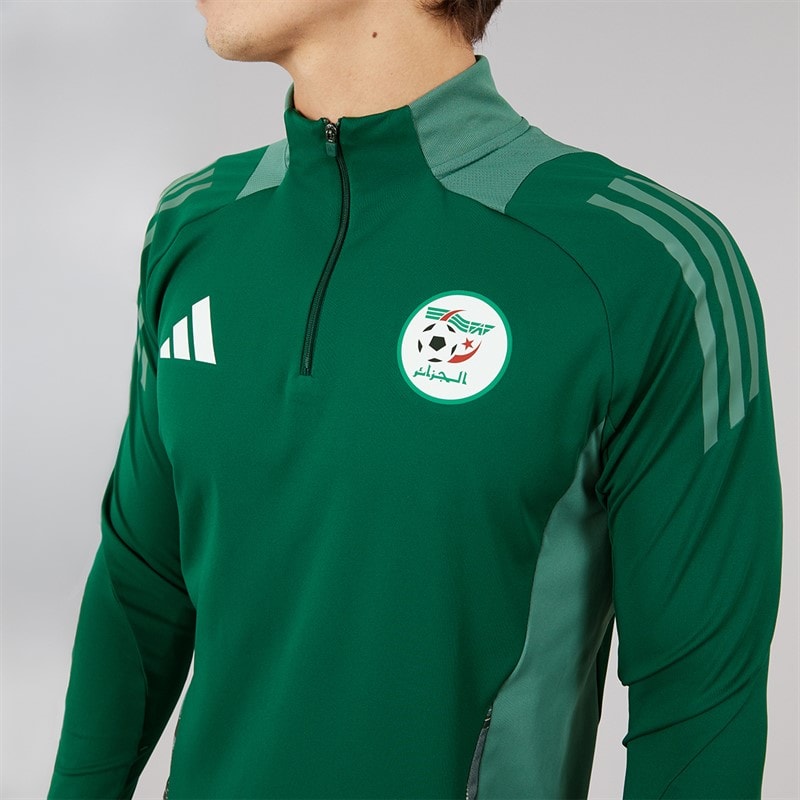 adidas Mens FAF Algeria 1/4 Zip Track Top Dark Green - Image 3