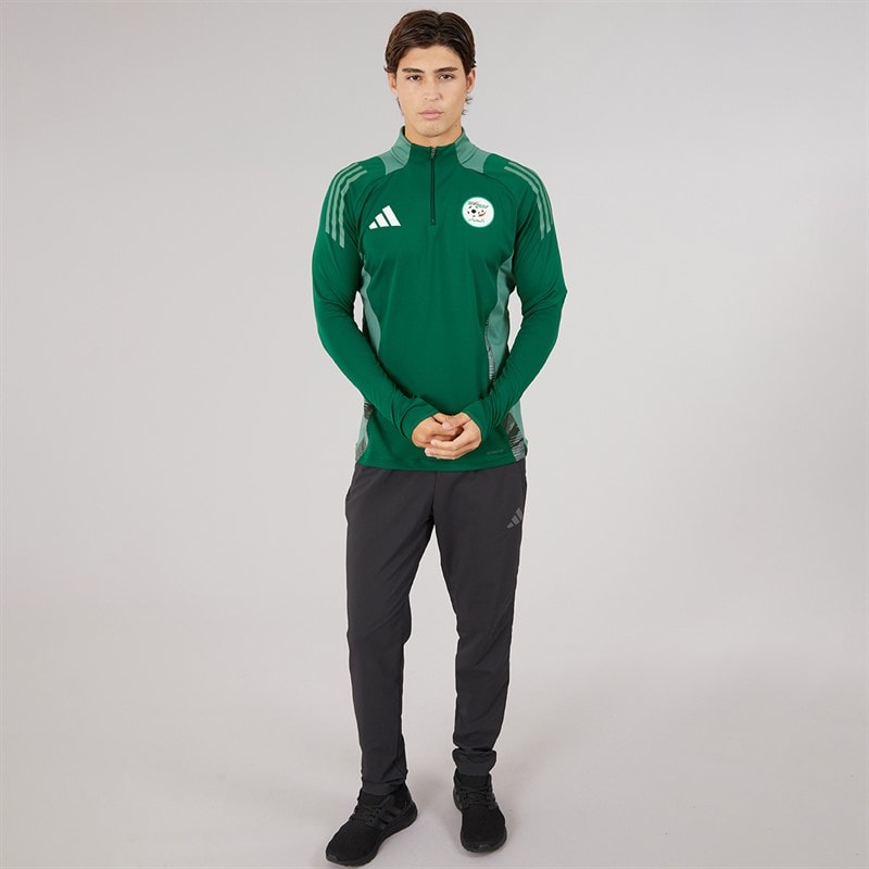 adidas Mens FAF Algeria 1/4 Zip Track Top Dark Green - Image 4