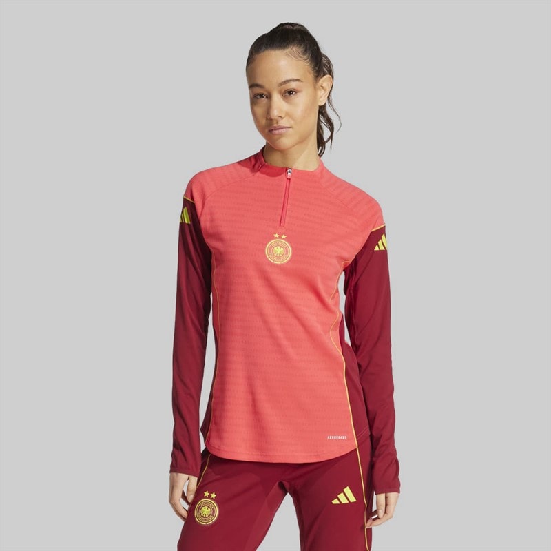 adidas Womens DFB Germany Tiro 25 Pro 1/4 Zip Training Top Coral Pink