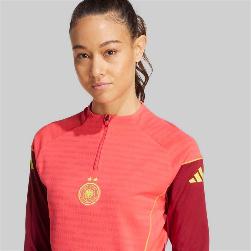 adidas Womens DFB Germany Tiro 25 Pro 1/4 Zip Training Top Coral Pink - Image 3