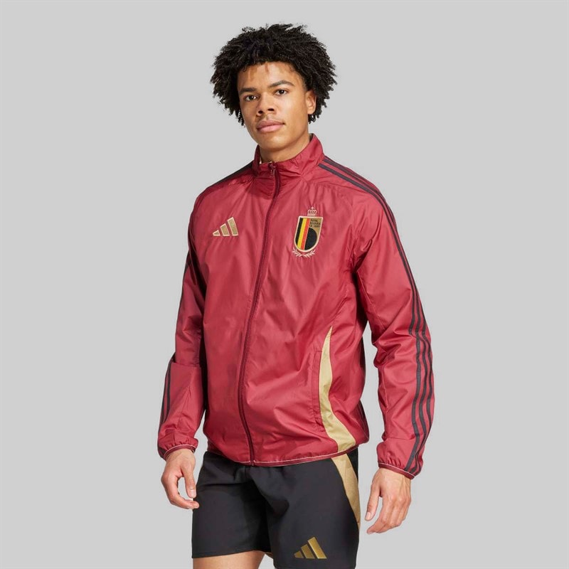 adidas Mens RBFA Belgium 2024 Anthem Jacket Team Coll Burgundy/Sand Strata