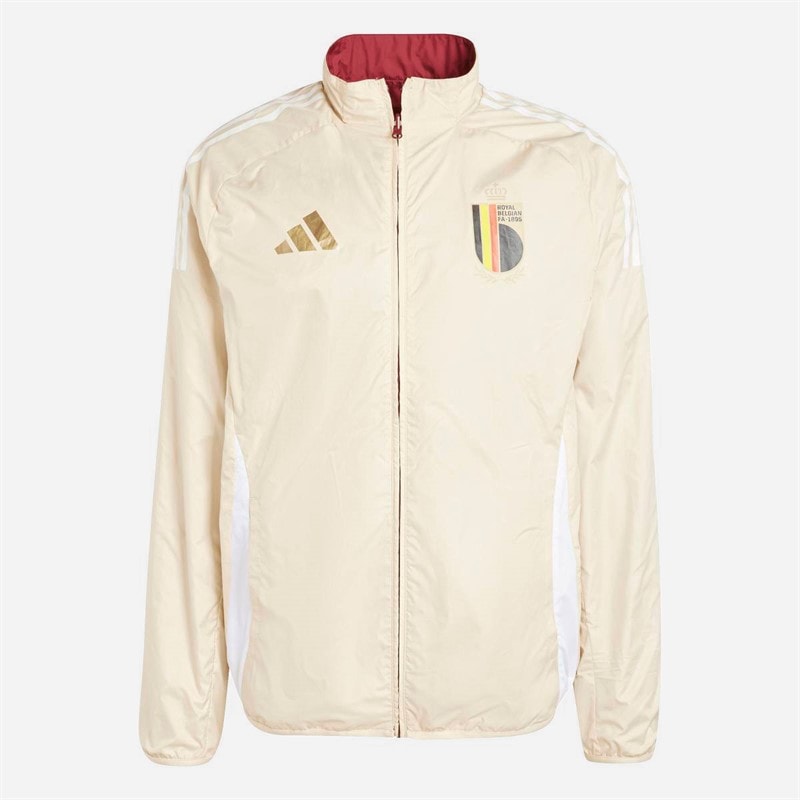 adidas Mens RBFA Belgium 2024 Anthem Jacket Team Coll Burgundy/Sand Strata - Image 3