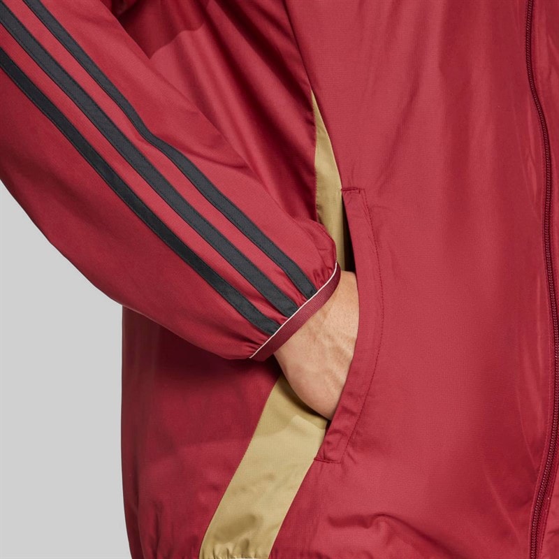 adidas Mens RBFA Belgium 2024 Anthem Jacket Team Coll Burgundy/Sand Strata - Image 4