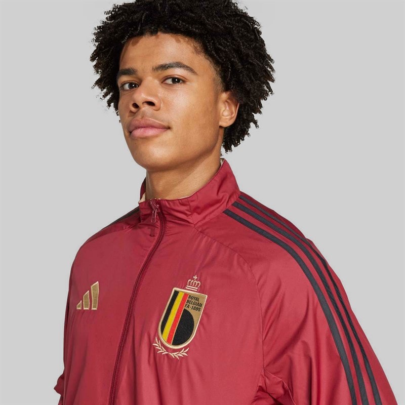 adidas Mens RBFA Belgium 2024 Anthem Jacket Team Coll Burgundy/Sand Strata - Image 5