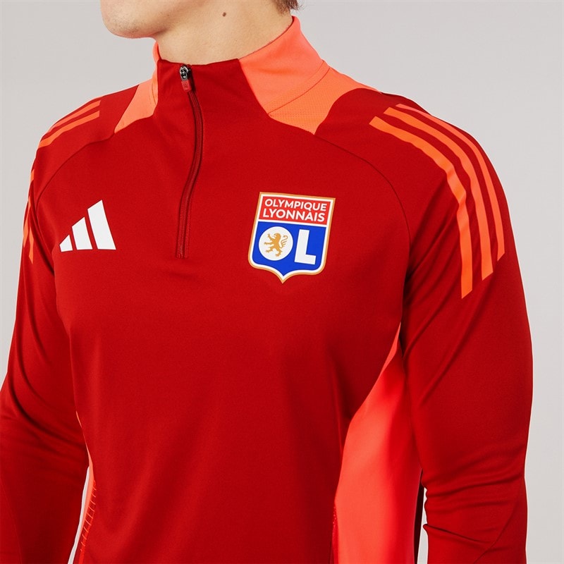 adidas Mens OL Olympique Lyonnais Tiro 24 1/4 Zip Track Top Team Power Red - Image 3