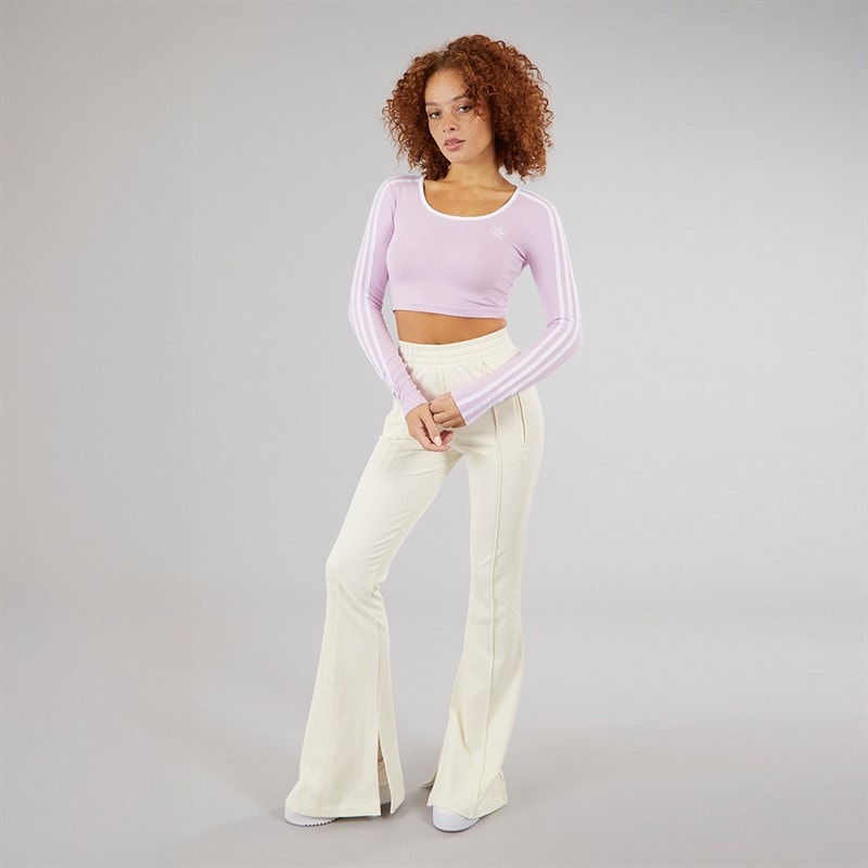 adidas Originals Womens 3-Stripes Firebird Flared Track Pants Cream White - Image 4