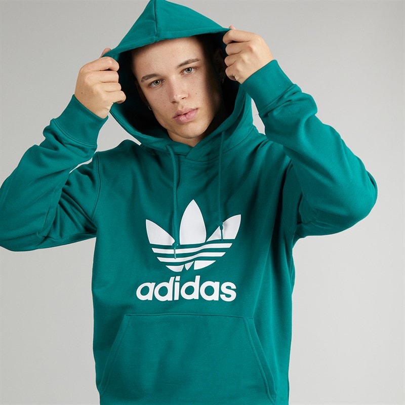 adidas Originals Mens Adicolor Classics Trefoil Hoodie Legacy Teal - Image 1