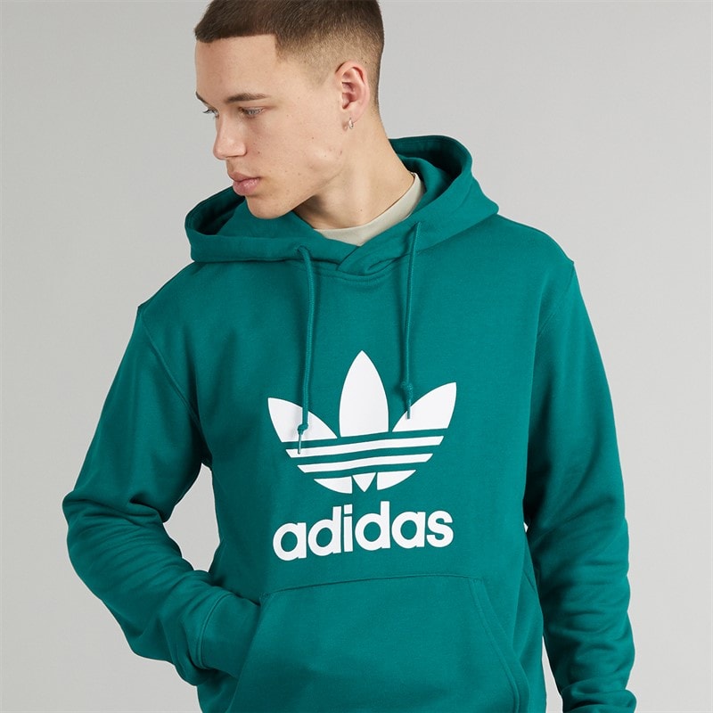 adidas Originals Mens Adicolor Classics Trefoil Hoodie Legacy Teal - Image 3