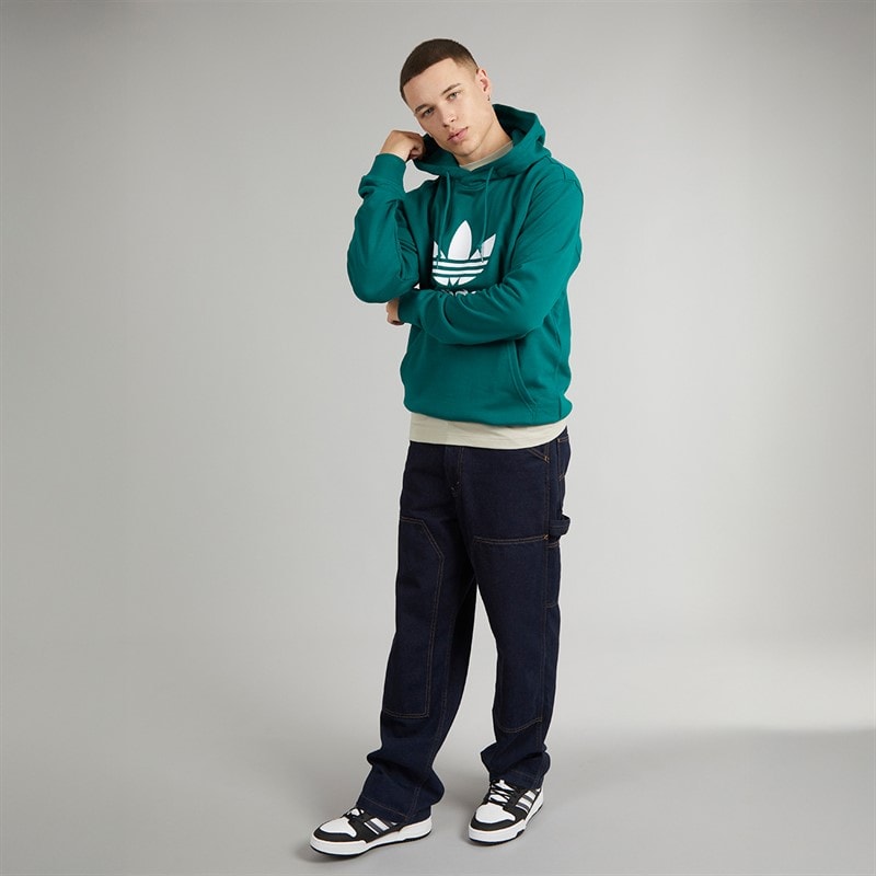adidas Originals Mens Adicolor Classics Trefoil Hoodie Legacy Teal - Image 4