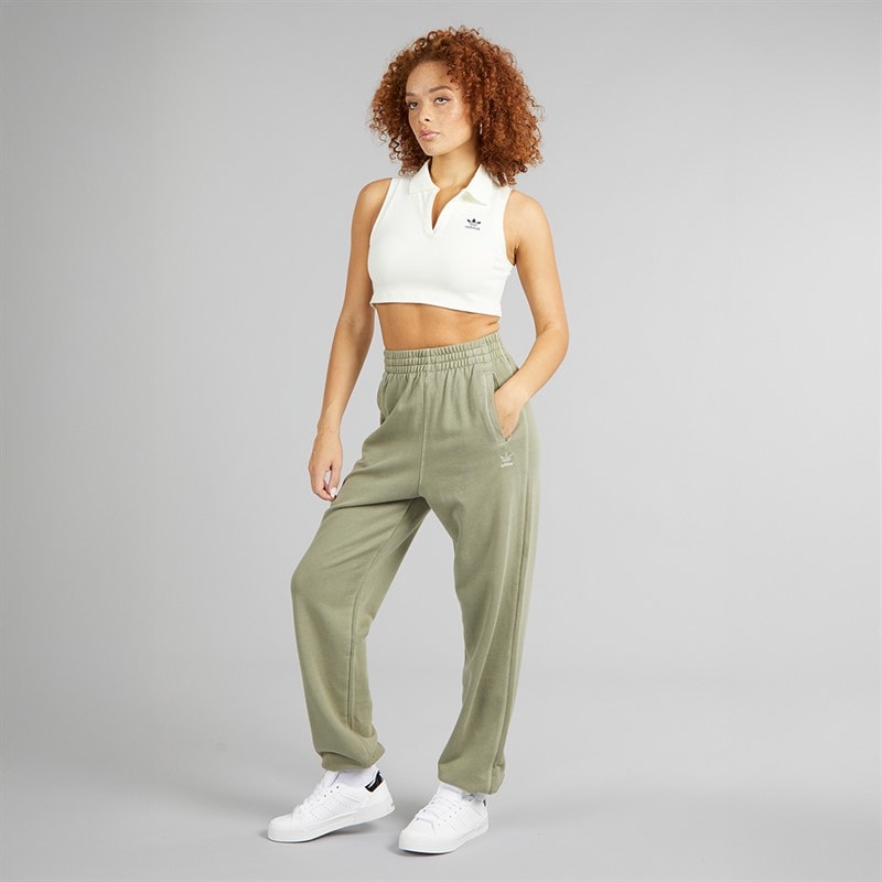 adidas Originals Womens Trefoil Essentials French Terry Joggers Olive Strata - Image 4
