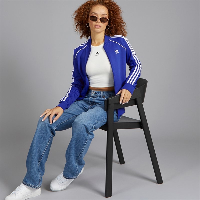adidas Originals Womens Adicolor Classics Superstar Track Top Semi Lucid Blue - Image 5