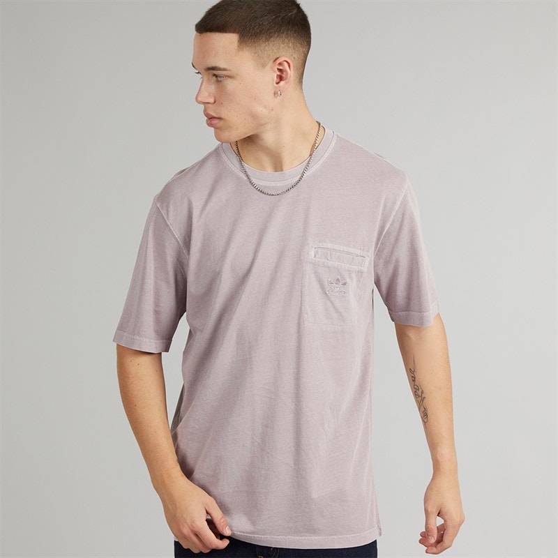 adidas Originals Mens Trefoil Essentials + Dye Pocket T-Shirt Preloved Fig - Image 1