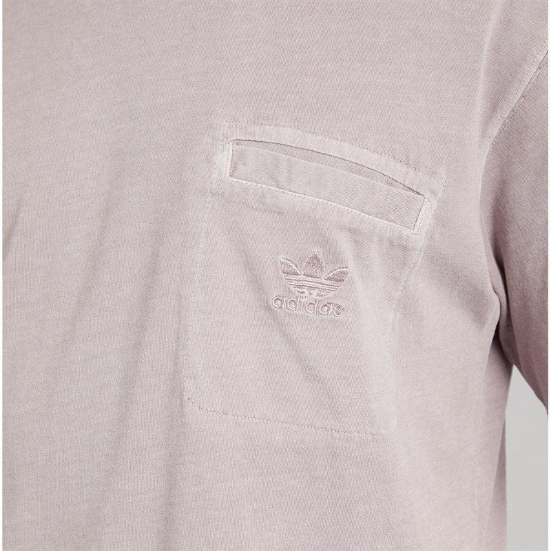 adidas Originals Mens Trefoil Essentials + Dye Pocket T-Shirt Preloved Fig - Image 3