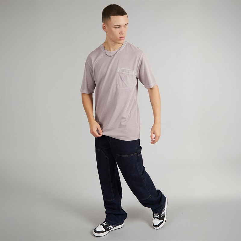 adidas Originals Mens Trefoil Essentials + Dye Pocket T-Shirt Preloved Fig - Image 4