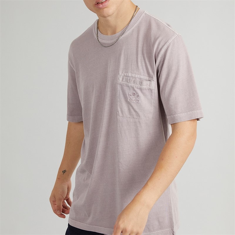adidas Originals Mens Trefoil Essentials + Dye Pocket T-Shirt Preloved Fig - Image 5