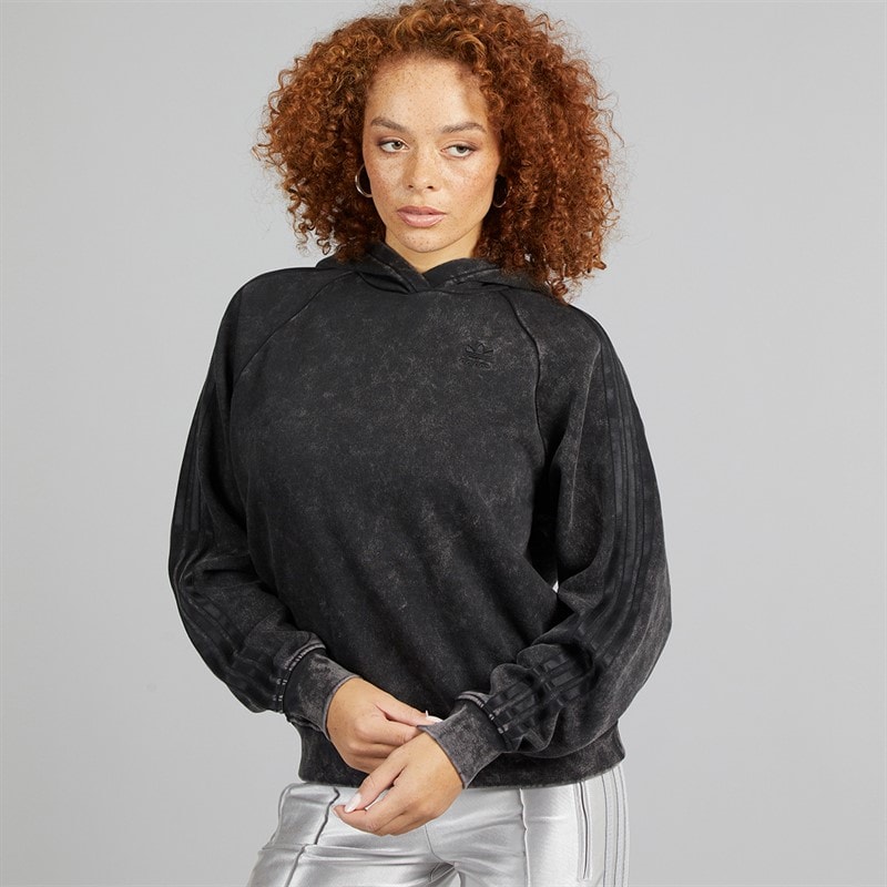 adidas Originals Womens Washed Out Boyfriend Fit Hoodie Black - Image 5