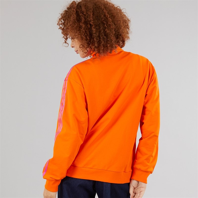 adidas Originals Womens Colorblock Track Top Orange/Semi Lucid Fuchsia - Image 2