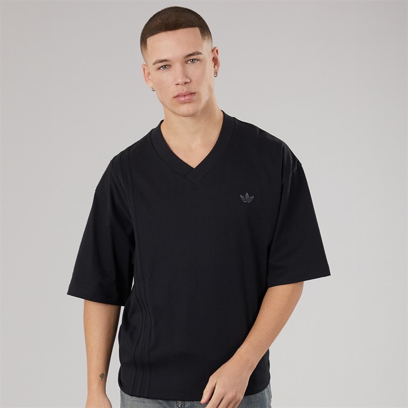 adidas Originals Mens Front 3-Stripes T-Shirt Black