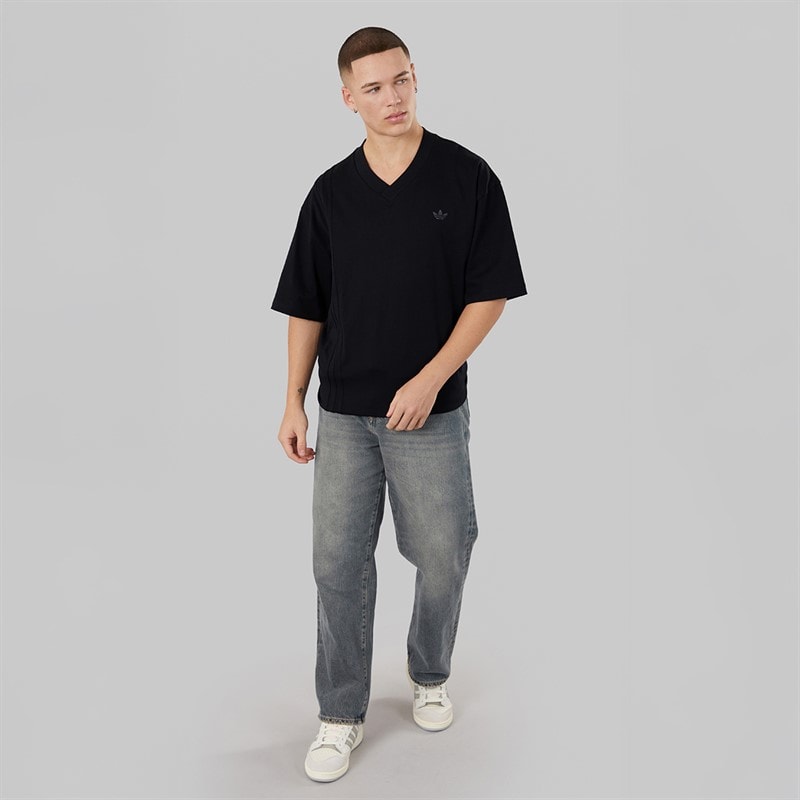 adidas Originals Mens Front 3-Stripes T-Shirt Black - Image 4