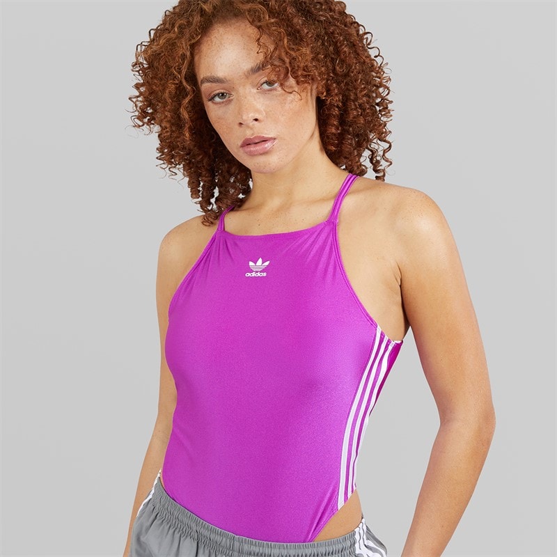 adidas Originals Womens 3-Stripes Adicolor Bodysuit Purple Burst - Image 5