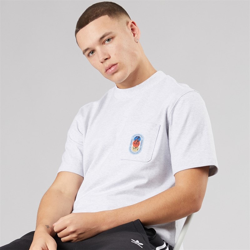 adidas Originals Mens Pocket Graphic T-Shirt Light Grey Heather - Image 1