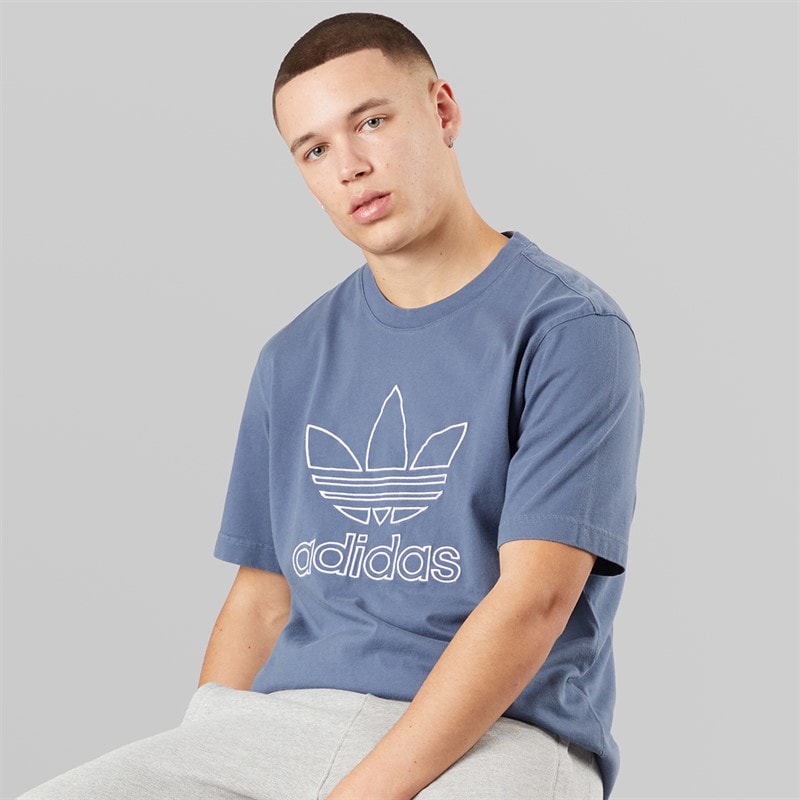adidas Originals Mens Adicolor Outline Trefoil T-Shirt Preloved Ink - Image 1