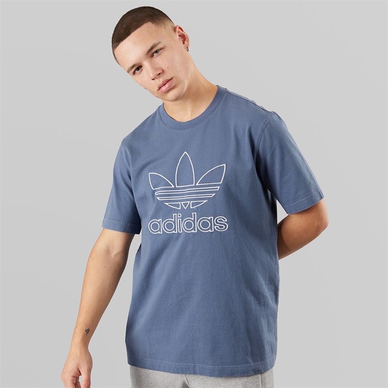 adidas Originals Mens Adicolor Outline Trefoil T-Shirt Preloved Ink - Image 3