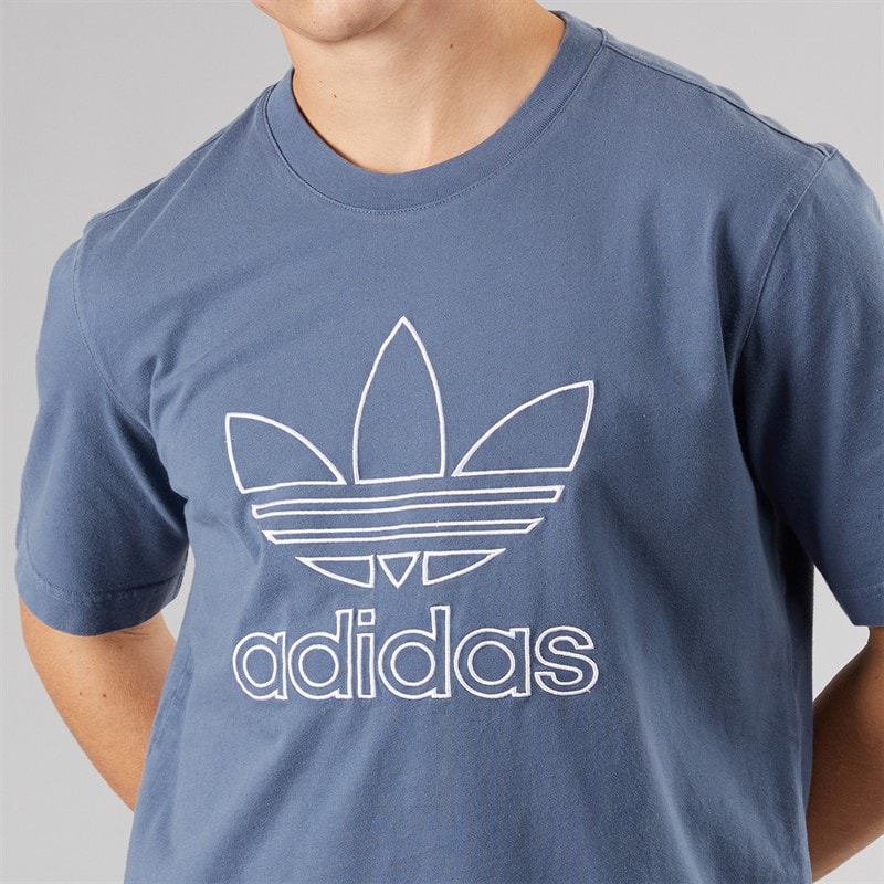 adidas Originals Mens Adicolor Outline Trefoil T-Shirt Preloved Ink - Image 5