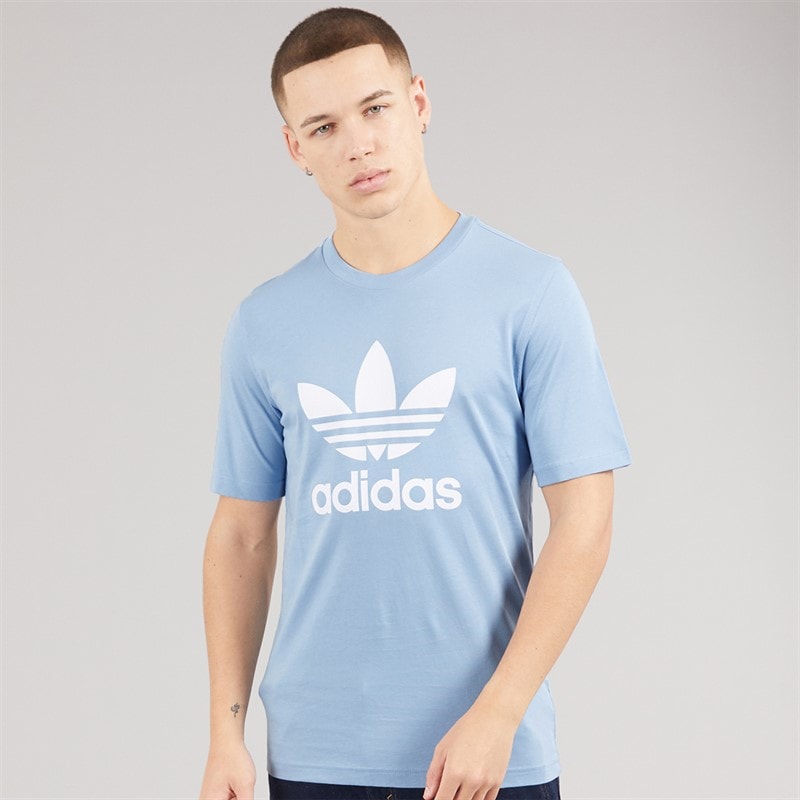 adidas Originals Mens Adicolor Classics Trefoil T-Shirt Ambient Sky/White - Image 1