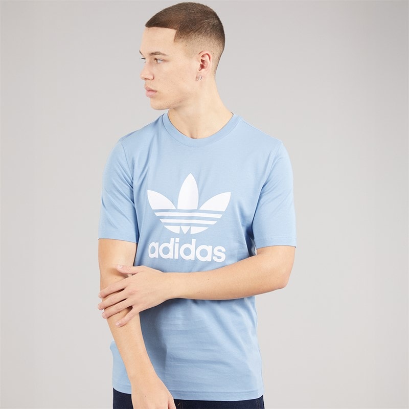 adidas Originals Mens Adicolor Classics Trefoil T-Shirt Ambient Sky/White - Image 3