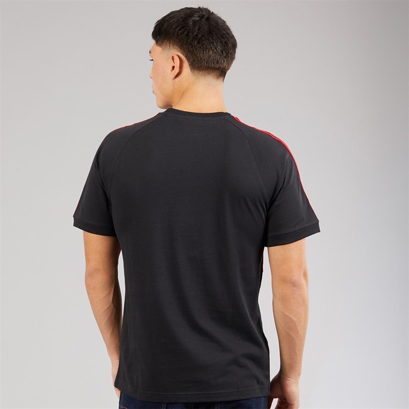 adidas Originals Mens 3-Stripes Adicolor Panel T-Shirt Black/Better Scarlet - Image 2