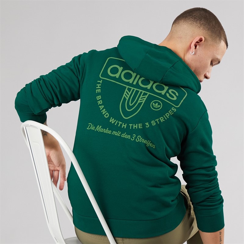 adidas Originals Mens Graphic Hoodie Collegiate Green - Image 1
