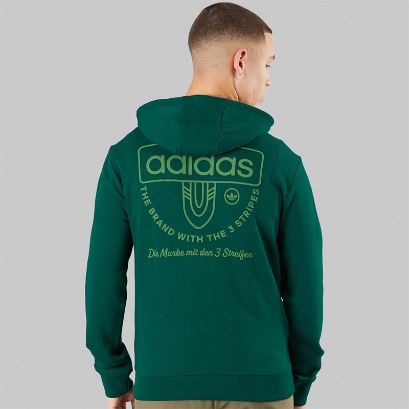 adidas Originals Mens Graphic Hoodie Collegiate Green - Image 3