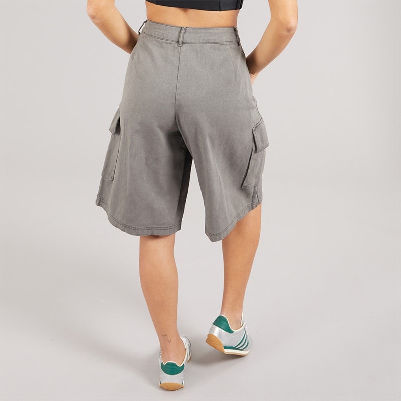 adidas Originals Womens Washed Cargo Twill Denim Shorts Black - Image 2