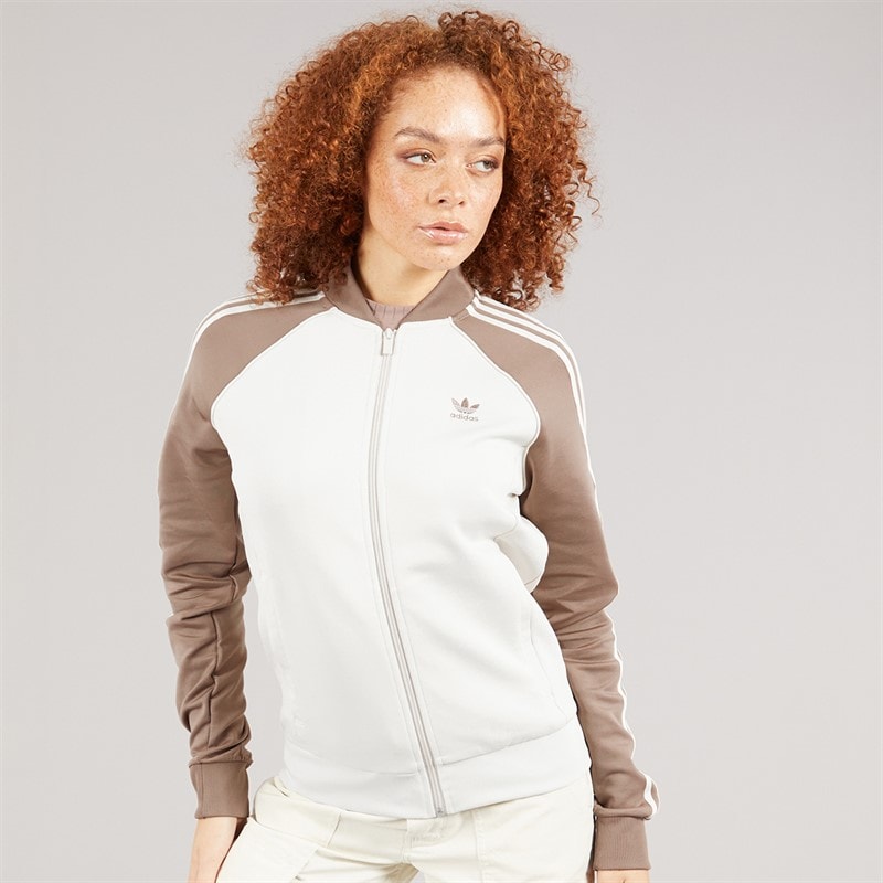 adidas Originals Womens Adicolour Classics Superstar Track Jacket Wonder White/Trace Brown - Image 3