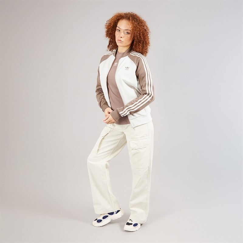 adidas Originals Womens Adicolour Classics Superstar Track Jacket Wonder White/Trace Brown - Image 4