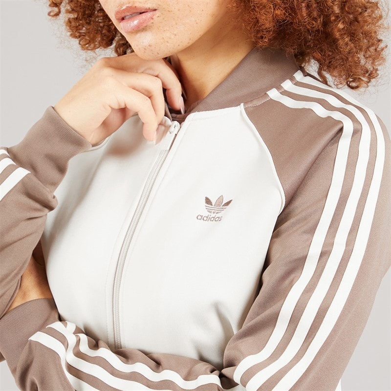adidas Originals Womens Adicolour Classics Superstar Track Jacket Wonder White/Trace Brown - Image 5