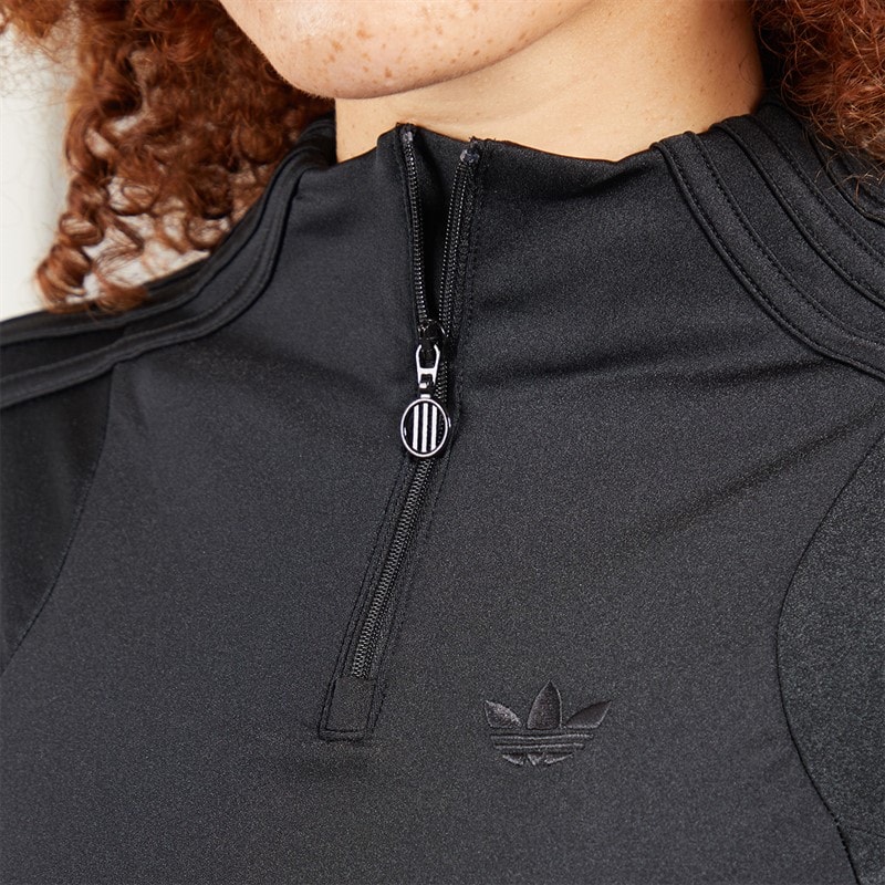 adidas Originals Womens Zip-Up Crop Top Black - Image 3