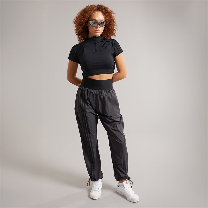 adidas Originals Womens Zip-Up Crop Top Black - Image 4