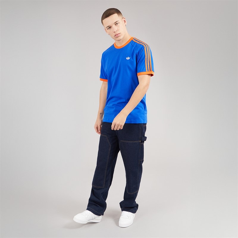 adidas Originals Mens Monogram Trefoil Back Graphic California T-Shirt Blue - Image 4