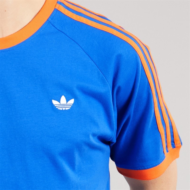 adidas Originals Mens Monogram Trefoil Back Graphic California T-Shirt Blue - Image 5